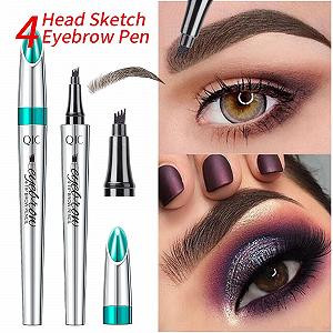 Олівець 4-Poin Pencil Рідкий Колір Водостійкий Microblading Ink Fork Tip 3D Додаток для макіяжу Аплікатор для татуювання Захист від розмазування Microbblade Маркер для брів Світло-коричневий synthetic.ua - Фото 1