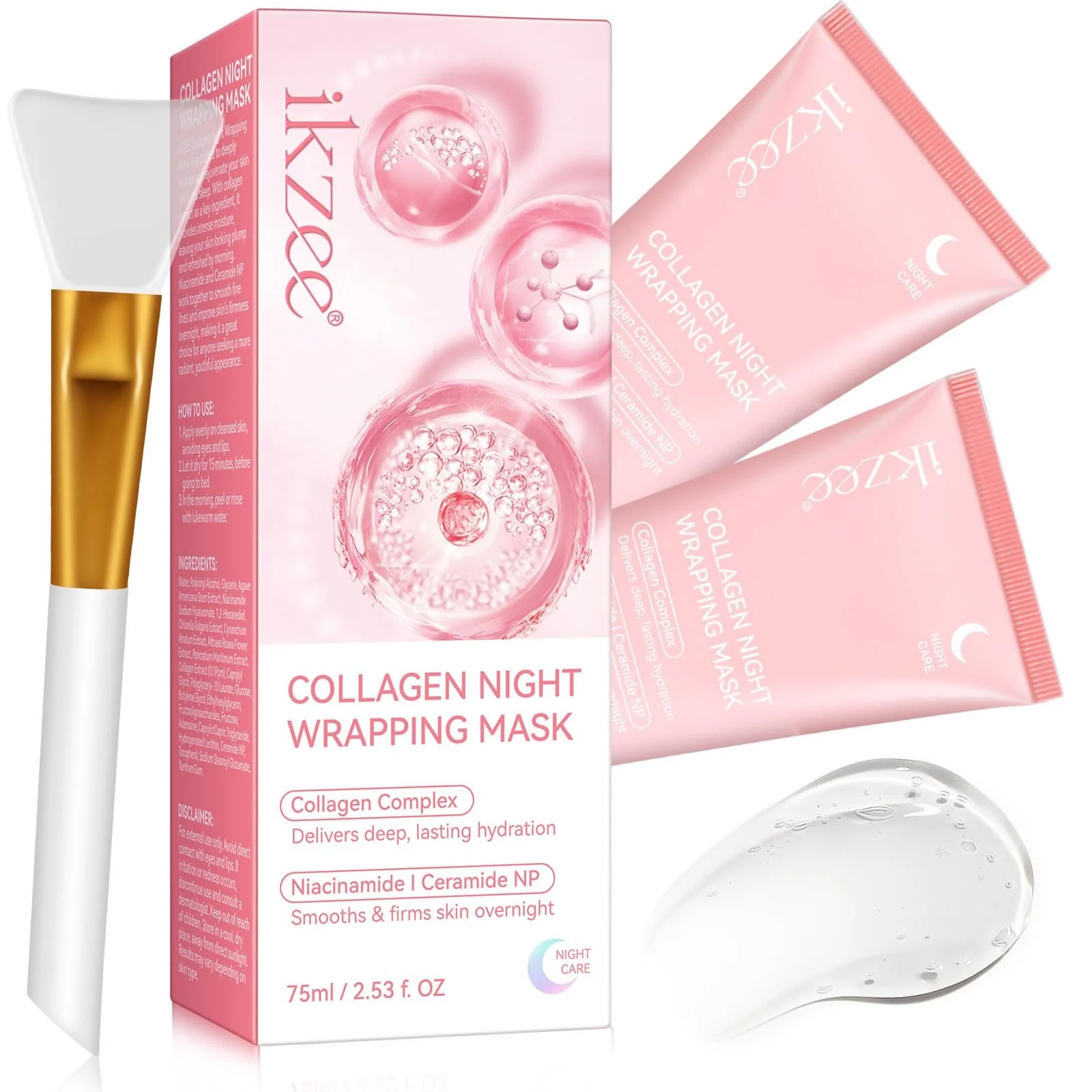 Нічна маска для обличчя Collagen, корейська маска-плівка з колагеном для покращення еластичності  2 шт, фото №1