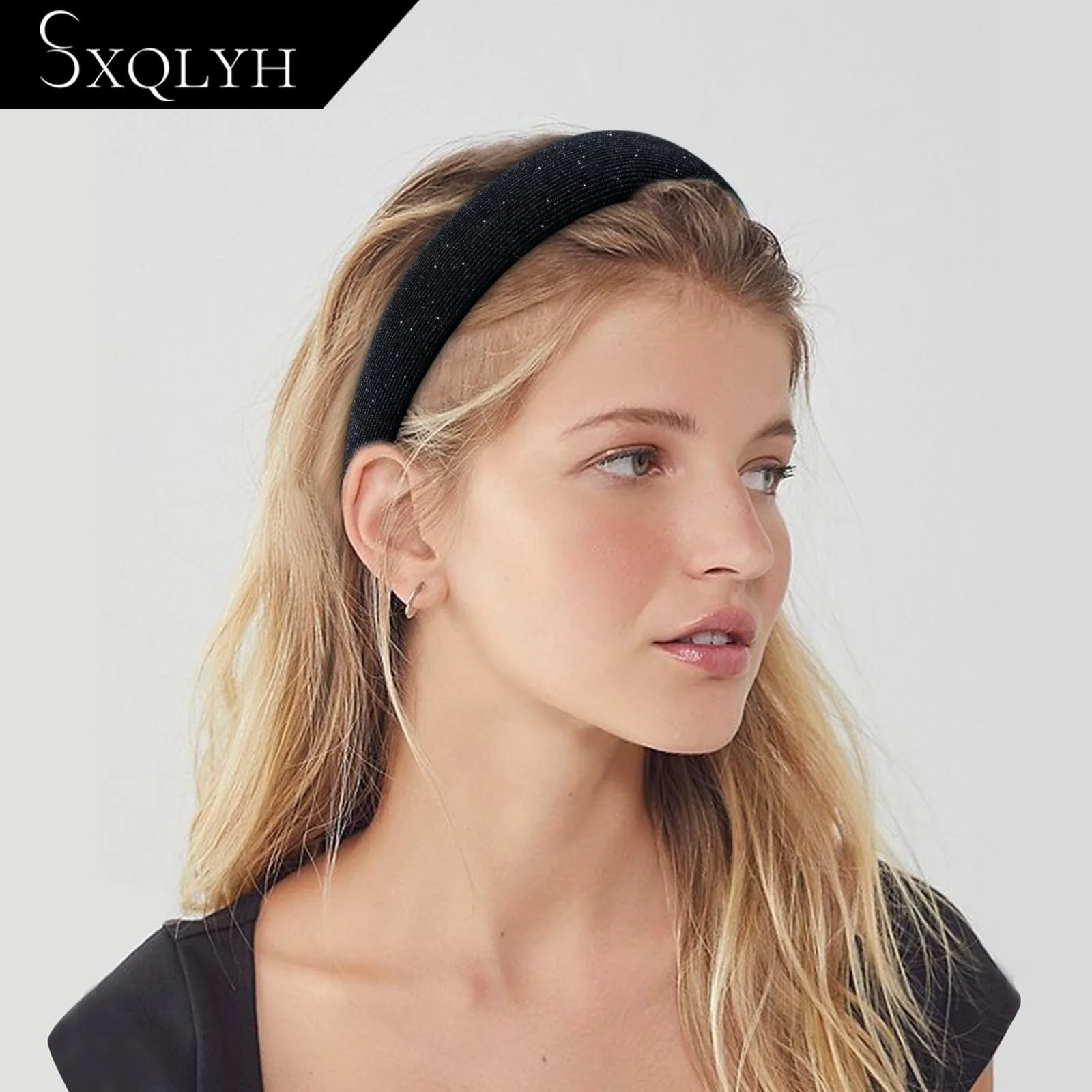 Обруч для волосся оксамитовий м’який з наповнювачем Чорний, фото №5