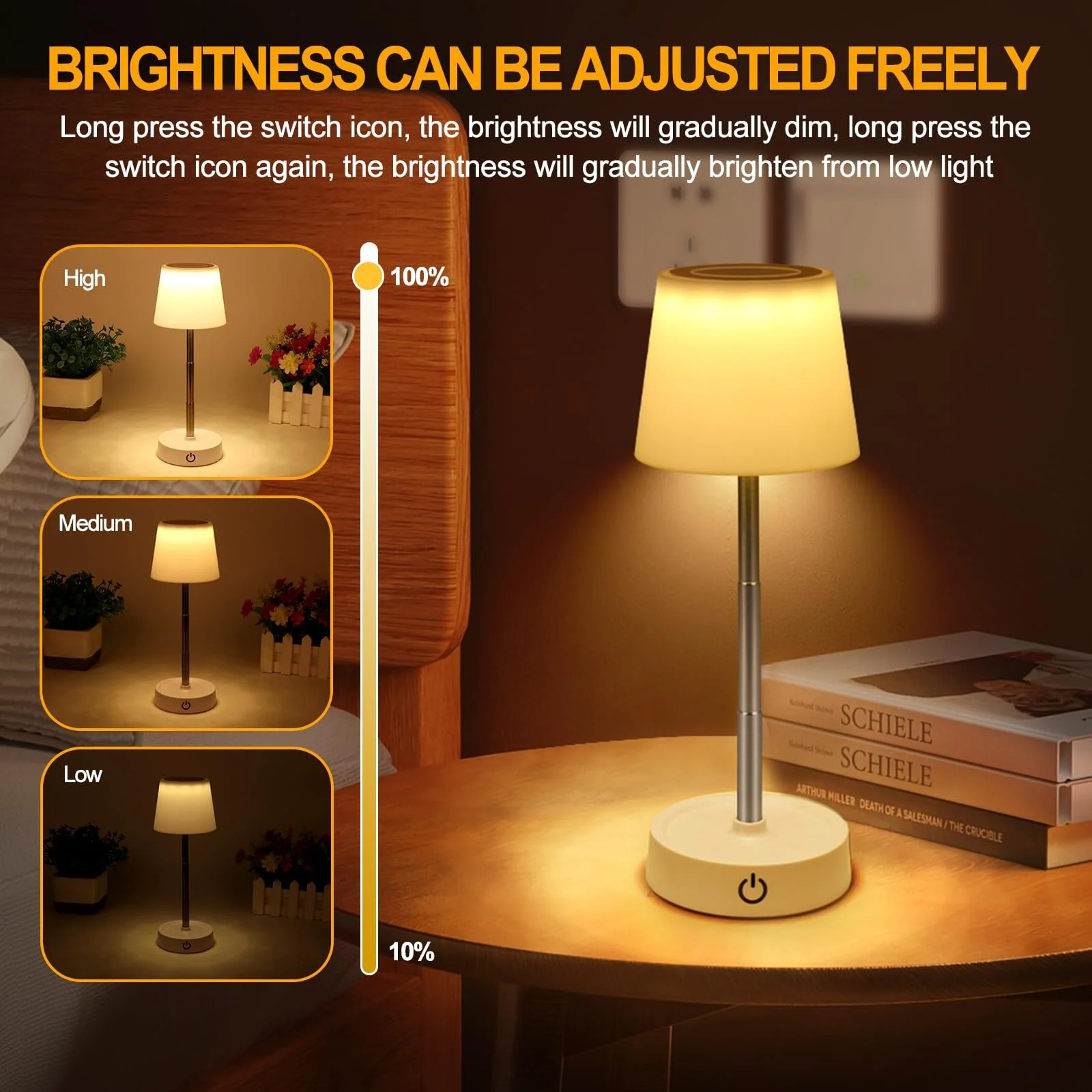 Настільна лампа LED Wireless (набір з 2 шт.) Сенсорна Акумуляторна USB Регульована висота, фото №3