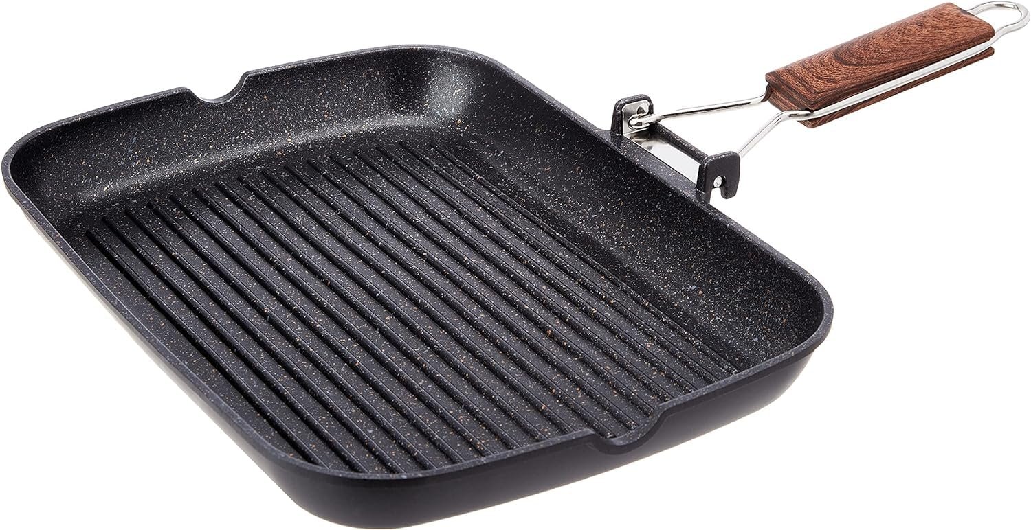 Сковорода-гриль WECOOK! Ecochef Titanium Stripe індукційна, 34 x 24 см, 5 шарів, Quantanium, кований алюміній 5 мм, ручка з нержавіючої сталі, фото №1