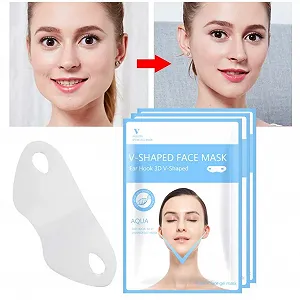 V-образная маска для похудения лица Ofanyia, для уменьшения двойного подбородка, контурная, для упругости кожи, компактная V-образная гелевая маска для лица, 10 штук synthetic.ua - Фото 1