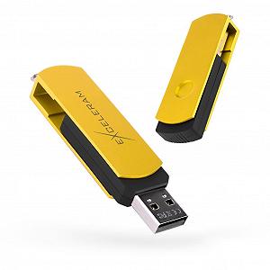 USB флеш-накопитель Exceleram 64gb P2 Series Yellow2/Black USB 2.0 EXP2U2Y2B64 - Фото 1
