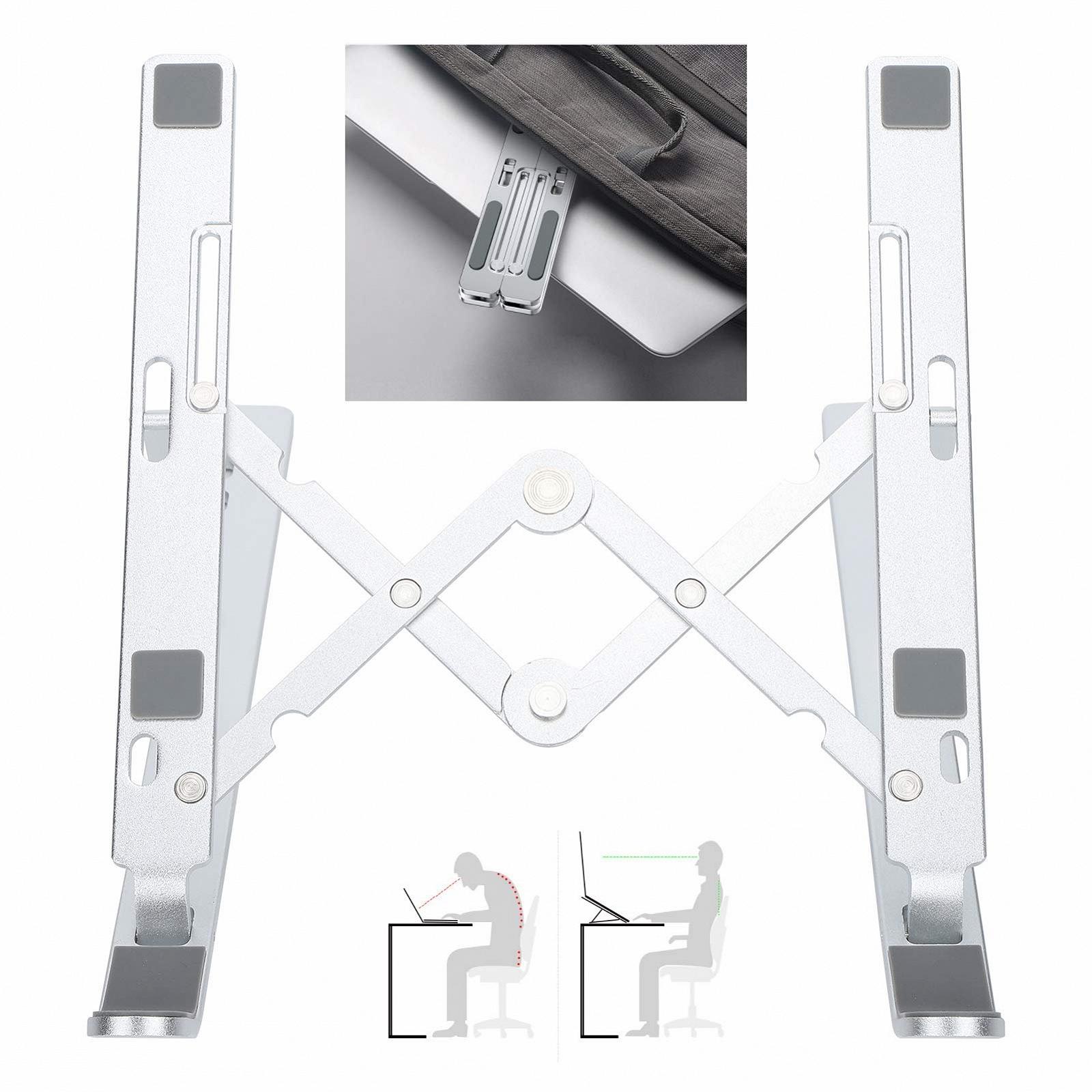 Подставка для ноутбука складная, алюминиевый сплав, подставка для компьютера с силиконовыми накладками, эргономичный держатель для ноутбука высотой до 156 дюймов, совместимая, фото №8 Подставка для ноутбука складная, алюминиевый сплав, подставка для компьютера с силиконовыми накладками, эргономичный держатель для ноутбука высотой до 156 дюймов, совместимая, фото №8