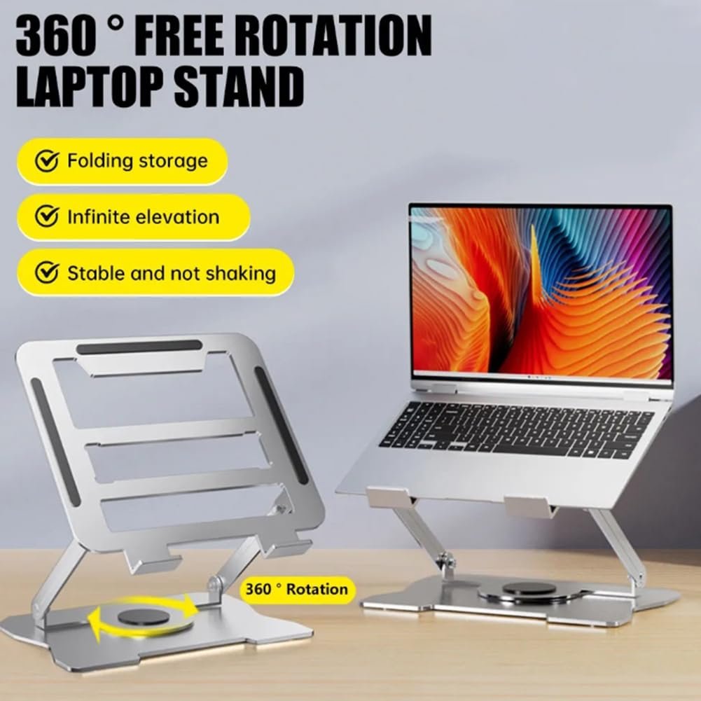 Регулируемая Складная Подставка для Ноутбука с Вращением на 360 градусов для Планшета Серебристый, фото №6