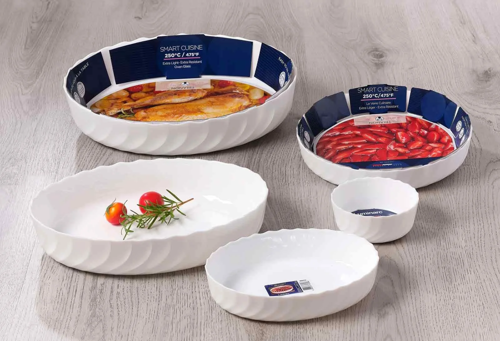 Набір форм для запікання Ritzenhoff & Breker Trianon 2 шт. Овальні опалове скло 32x24 см та 22x16 см Білі, фото №3