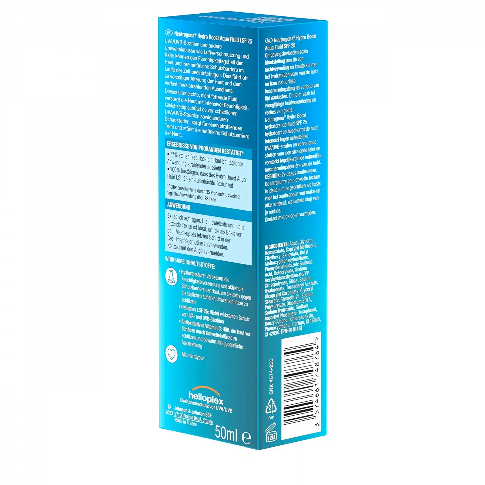 Денний крем Neutrogena Hydro Boost Aqua Fluid з гіалуроновою кислотою та вітаміном C SPF 25 50 мл, фото №6