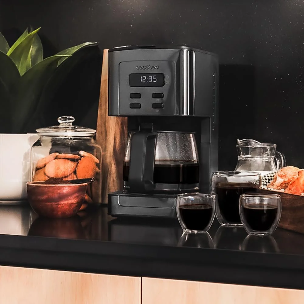 Кавоварка Cecotec Coffee 56 Time, 800 Вт, програмуйте свою каву, нержавіюча сталь, РК-екран, захист від крапель, місткість 1,3 л, 12 чашок, автоматичне вимкнення, резервуар з віконцем, фото №4