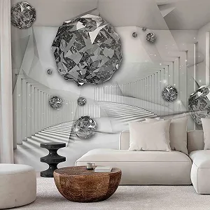 Фотообои murando Abstract Diamond 350 x 256 см 3D эффект флизелиновые XXL Серебристые synthetic.ua - Фото 1