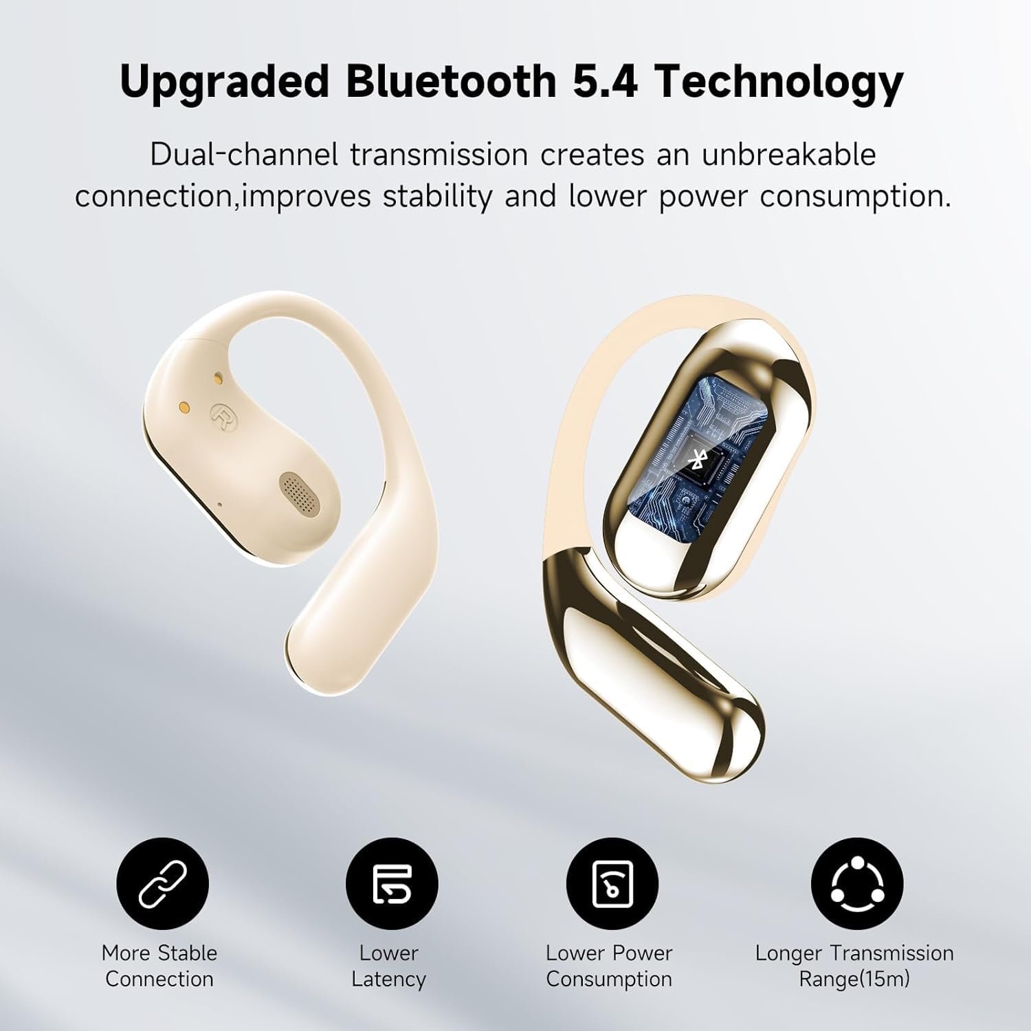 Переводчик с поддержкой ИИ Наушники с костной проводимостью Ultra Open Ear Водонепроницаемые Bluetooth-наушники для фитнеса и бега, глубокие басы, надежная посадка для маленьких ушей, фото №5