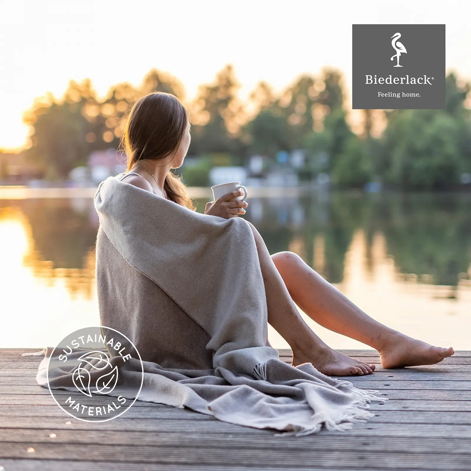 Плед Biederlack Velvet Soft Cuddly Blanket Wool Mix Natural Sand Вовна та кашемір Oeko-Tex Certified 130 x 170 см Пісочний, фото №6