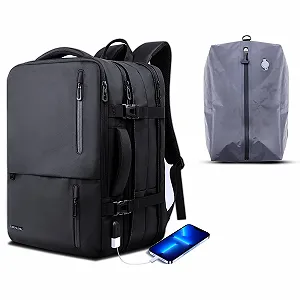 Рюкзак для ноутбука KINGSLONG 40 L 19 дюймов Мужской Женский Расширяемый Водоотталкивающий Бизнес с USB-портом и вакуумным пакетом 20 L (насос не входит в комплект) - Фото 1