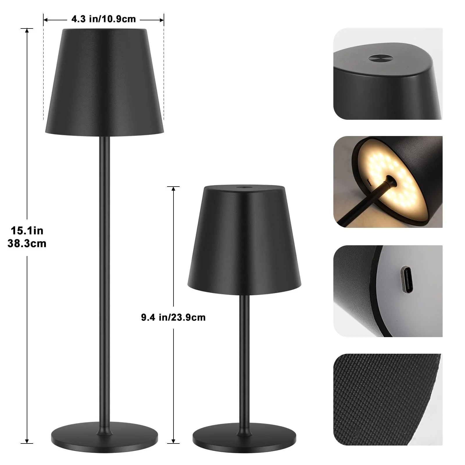 Настільна лампа PreeOtti бездротова акумуляторна сенсорна 3 режими яскравості 5000 мАг USB-C трикутний плафон Рело, фото №8