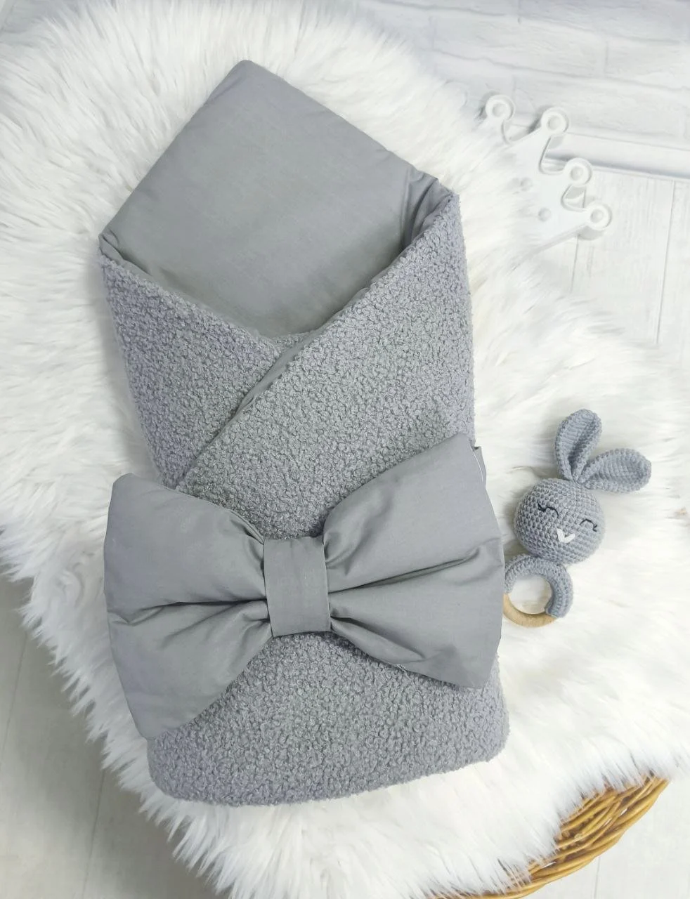 Конверт для новонародженого та людина демісезон Тедді сірий (А00061), фото №3