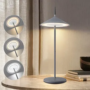 Настільна лампа LED акумуляторна сенсорна IP44 USB-C Сірий - Фото 1