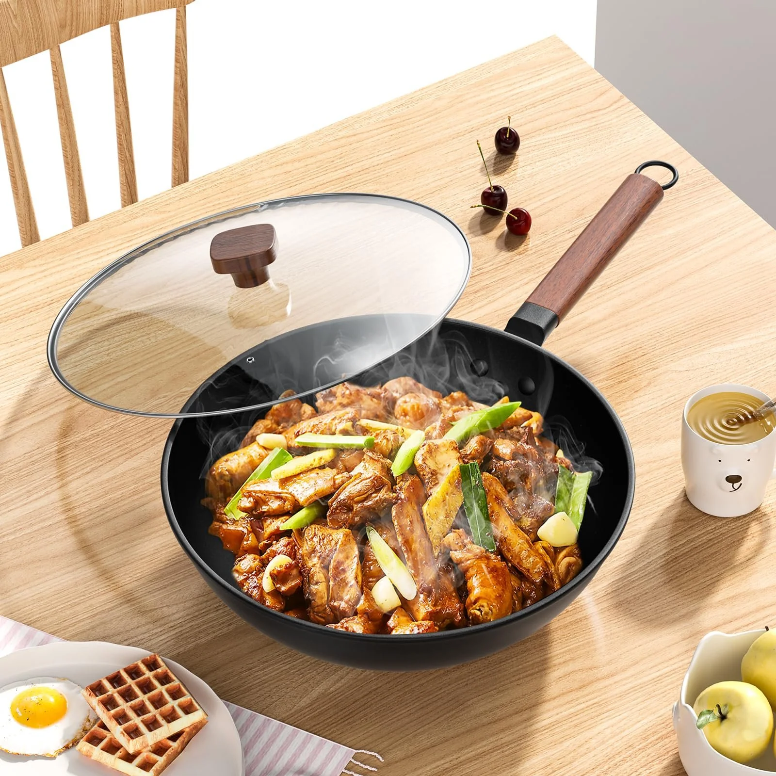 Сковорідка-Wok Jobin 33 см / 5.6 л з кришкою, вуглецева сталь, для азіатських страв, для 4-6 осіб, фото №9 Сковорідка-Wok Jobin 33 см / 5.6 л з кришкою, вуглецева сталь, для азіатських страв, для 4-6 осіб, фото №9
