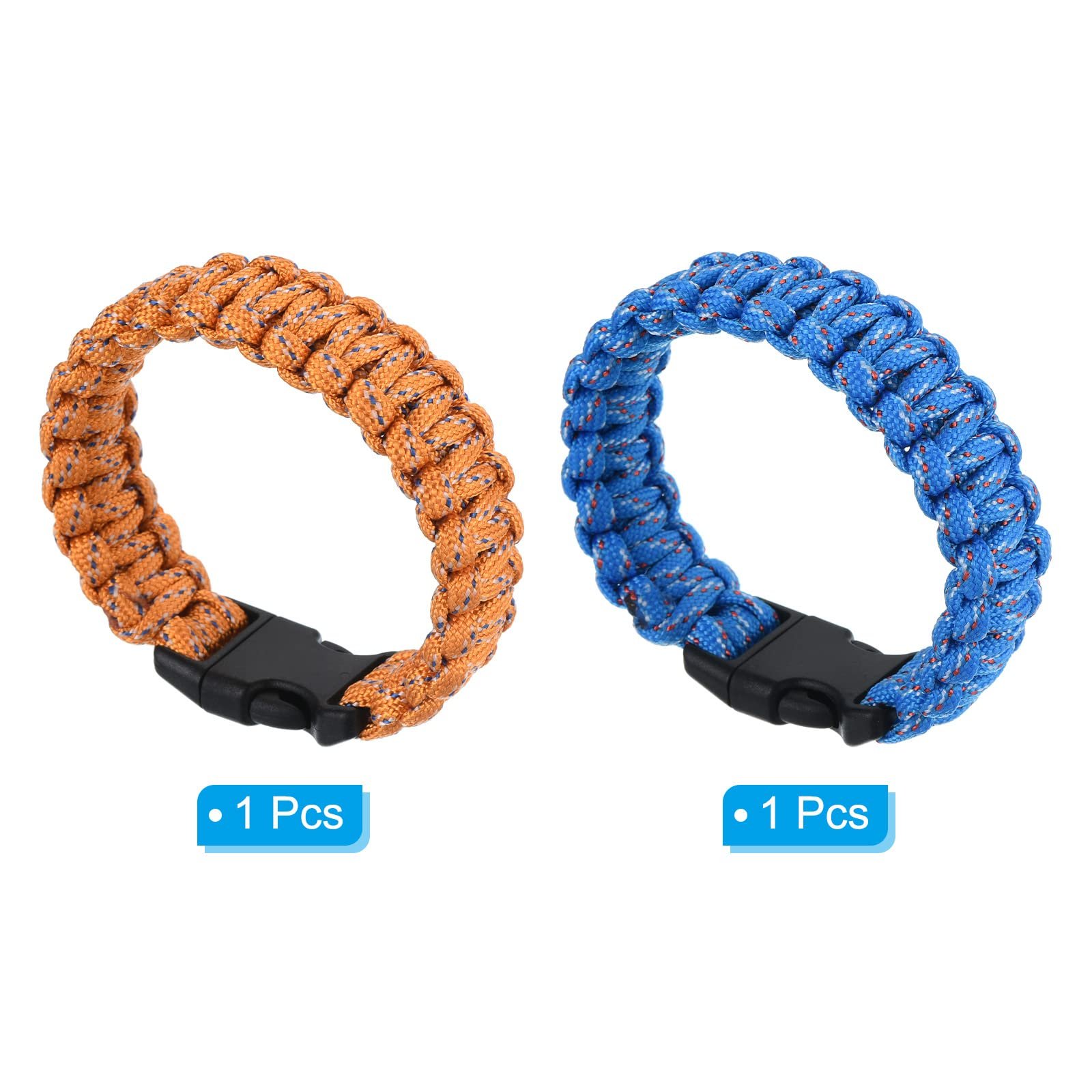 Браслет Paracord PATIKIL Survival, 2 шт., помаранчевий, синій, червоний, фото №3