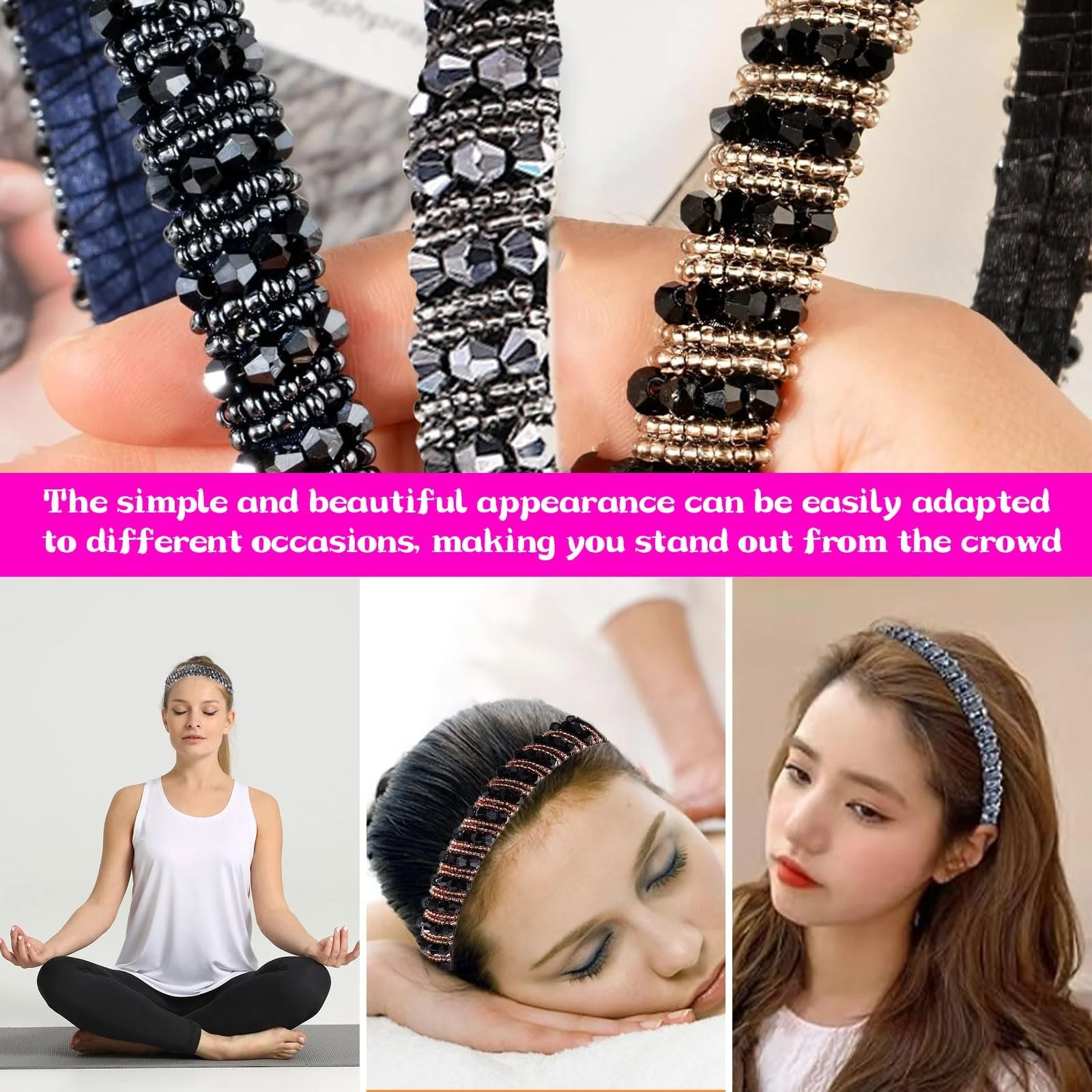 Набір з 3 жіночих блискучих обручів для волосся, фото №5