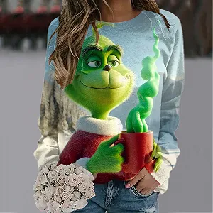 Рождественский джемпер BHXUTK Рождественский свитер женский зимний oversize Рождественский длинный рукав synthetic.ua - Фото 1