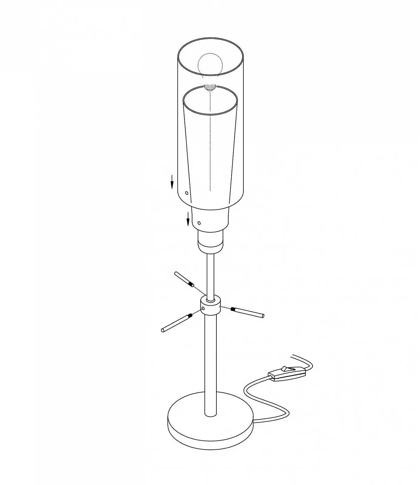 Настільна лампа EGLO Pinto 1-лампова, сталь, хром, прозоре/опалове матове біле скло, E27, фото №5