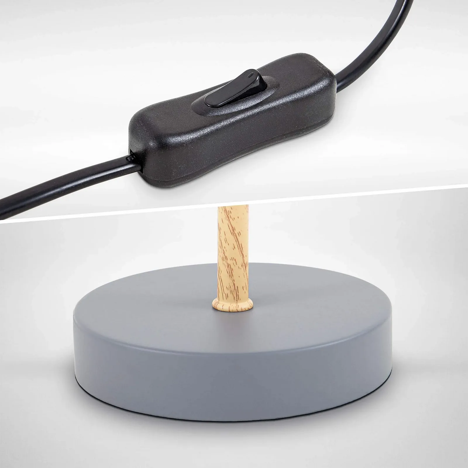 Настільна лампа B.K.Licht Тканинний абажур Сіра E27 20 см, фото №5