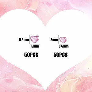 Стрази для нігтів Прикраса для нігтів Серце Різний розмір Плоскі кристали скло Рожевий synthetic.ua - Фото 1