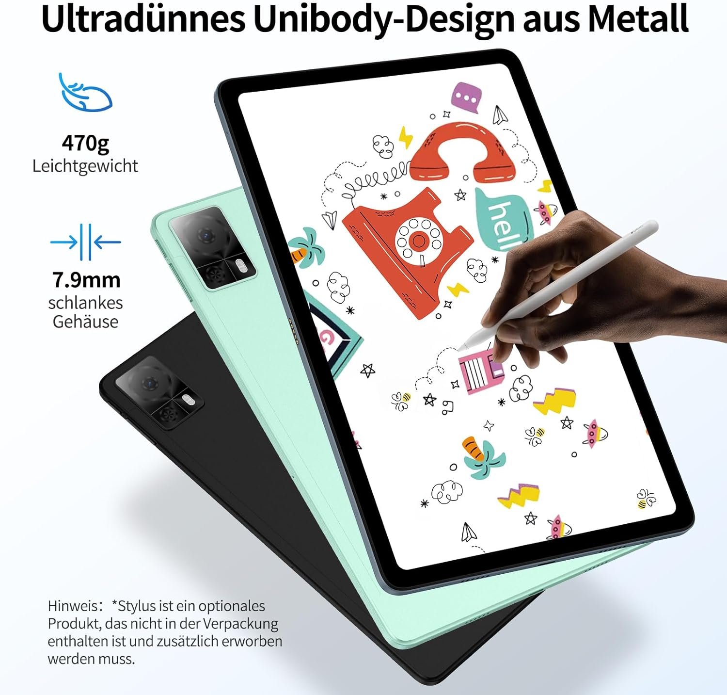 Планшет 10.4" Full HD Doogee T20S (8+7)/128Gb 4G 2-SIM 8 ядер Android 14 7500 mAh Синий, фото №6