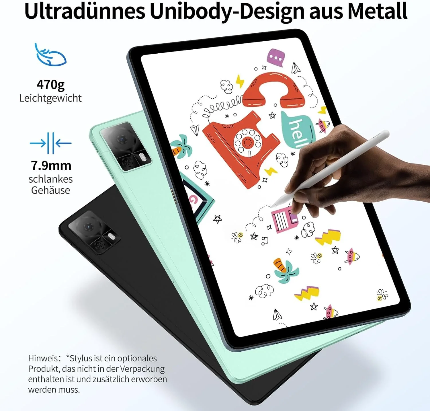 Планшет 10.4" Full HD Doogee T20S (8+7)/128Gb 4G 2-SIM 8 ядер Android 14 7500 mAh Синій, фото №6