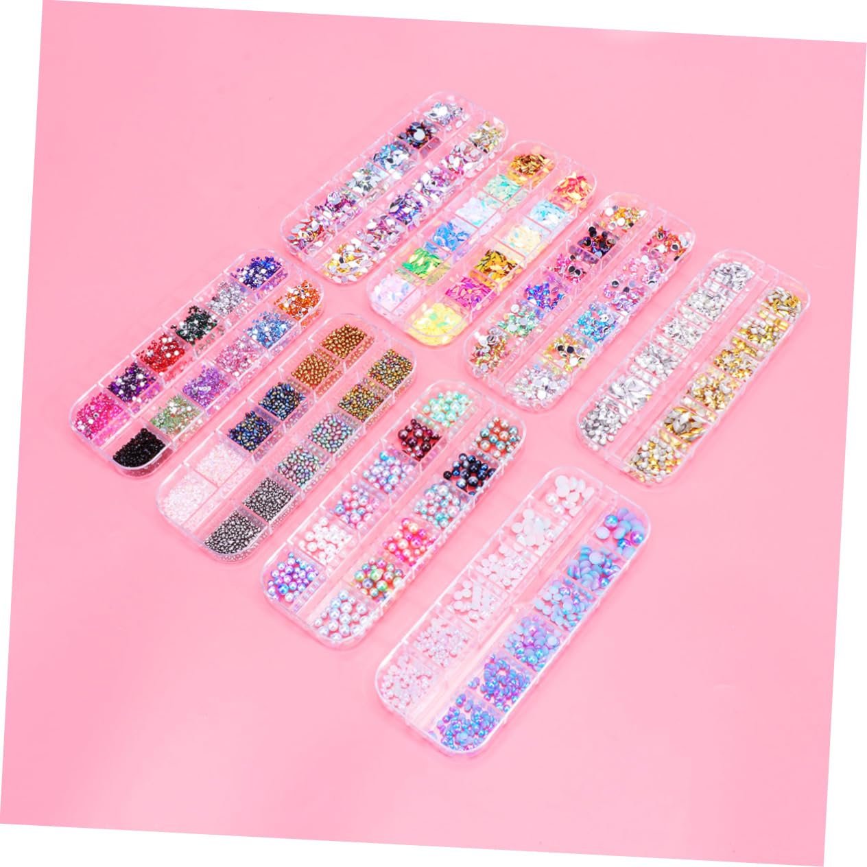 Набор для ногтей FRCOLOR Камни для ногтей и драгоценные камни Акриловый набор для ногтей Аксессуары для ногтей Стразы Материалы для ногтей Профессиональный инструмент для ногтей Плоский набор Инструменты для маникюра, фото №6