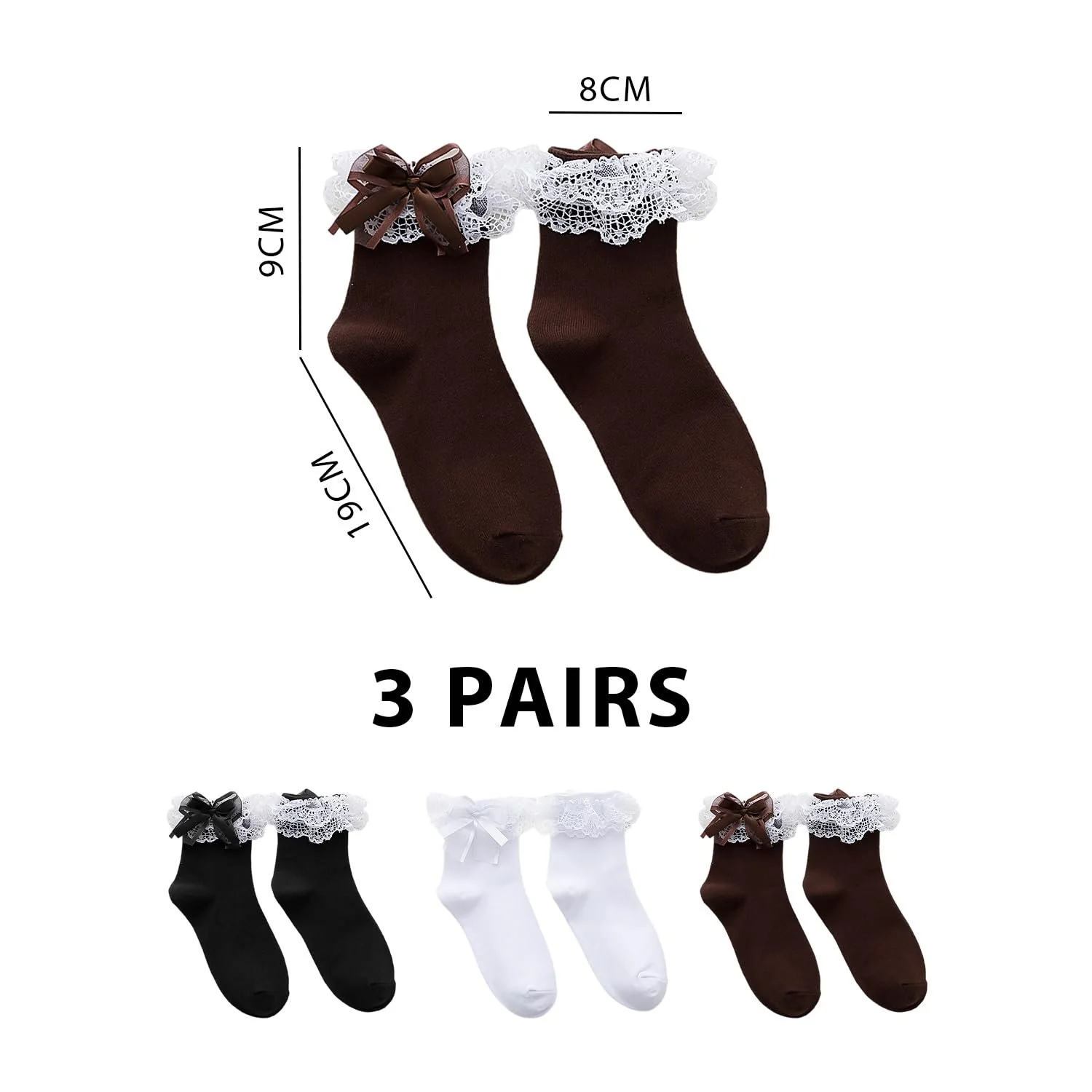 Шкарпетки до середини ікри мереживні (3 пари), фото №2