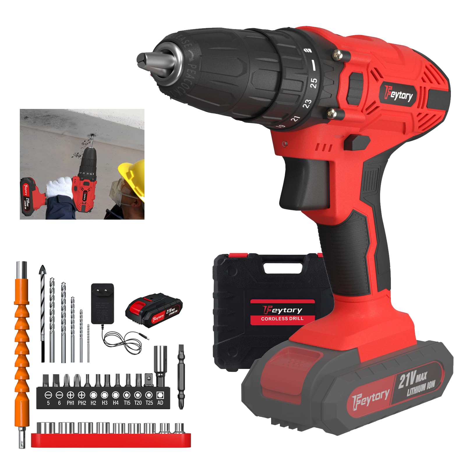 ЕлектроШурупокрут HSHa 21 V Бездротова Червона, фото №1 ЕлектроШурупокрут HSHa 21 V Бездротова Червона, фото №1