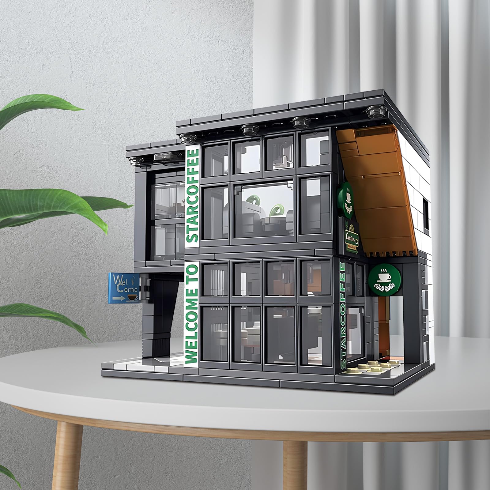 Игрушка строительные блоки CSNRHG Coffee Shop City Street View Architecture Model Set 581 Pieces, фото №7