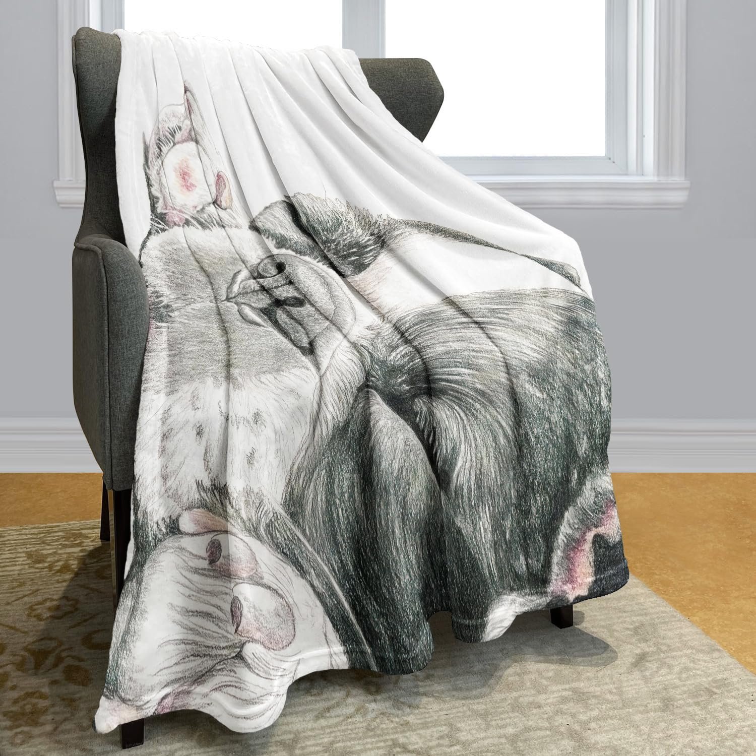 Одеяло YISUMEI Фланелевое мягкое 150 x 200 см Французский бульдог, фото №2
