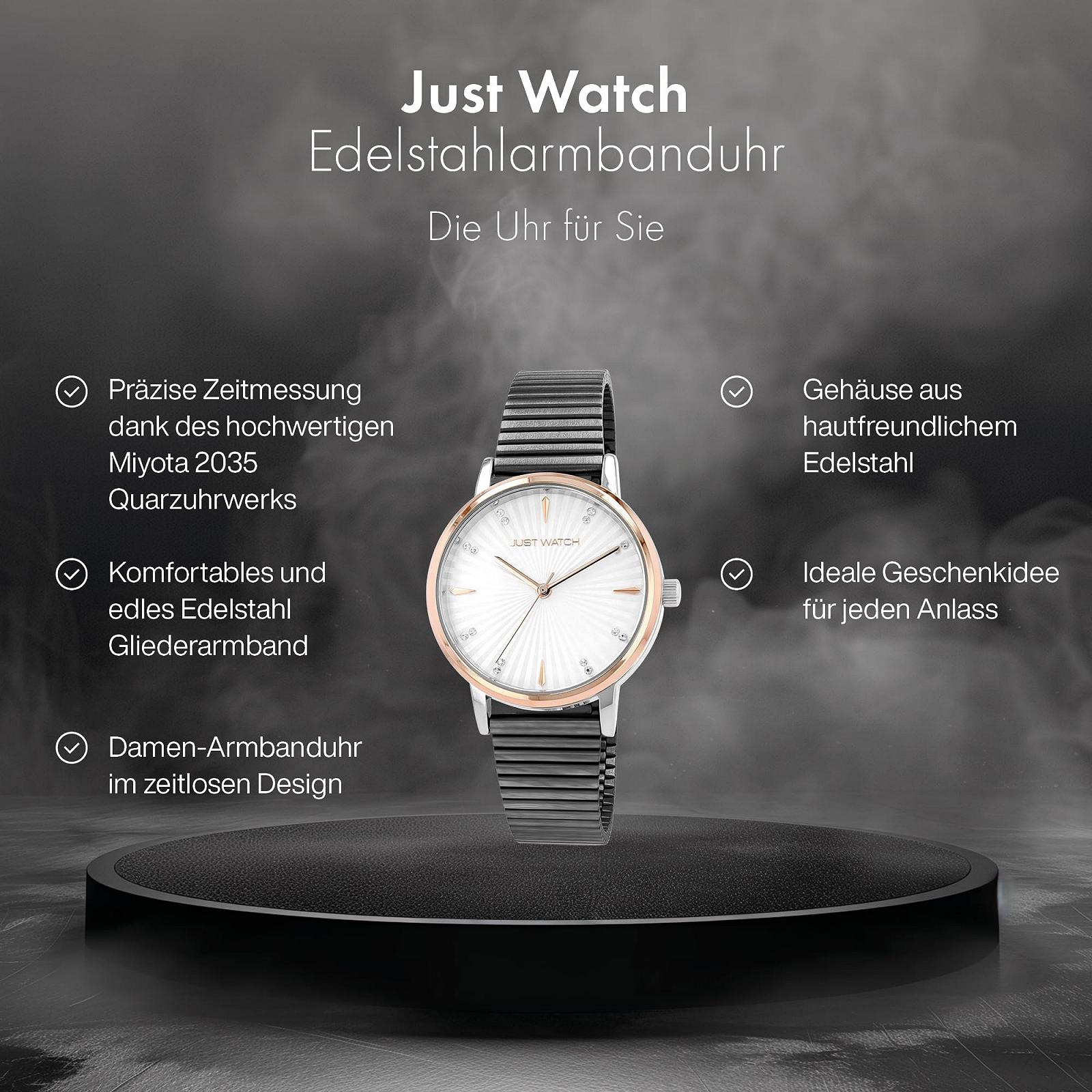 Женские часы Just Watch Браслет из нержавеющей стали Легко читать 19.5 см Диаметр 34 мм, фото №2