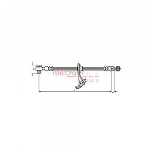Гальмівний шланг METZGER 4116207 MERCEDES-BENZ передня вісь справа - Фото 1