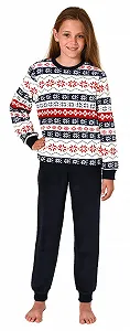 Дитяча піжама з довгими рукавами з манжетами в норвезькому стилі з коралового флісу, унісекс synthetic.ua - Фото 1