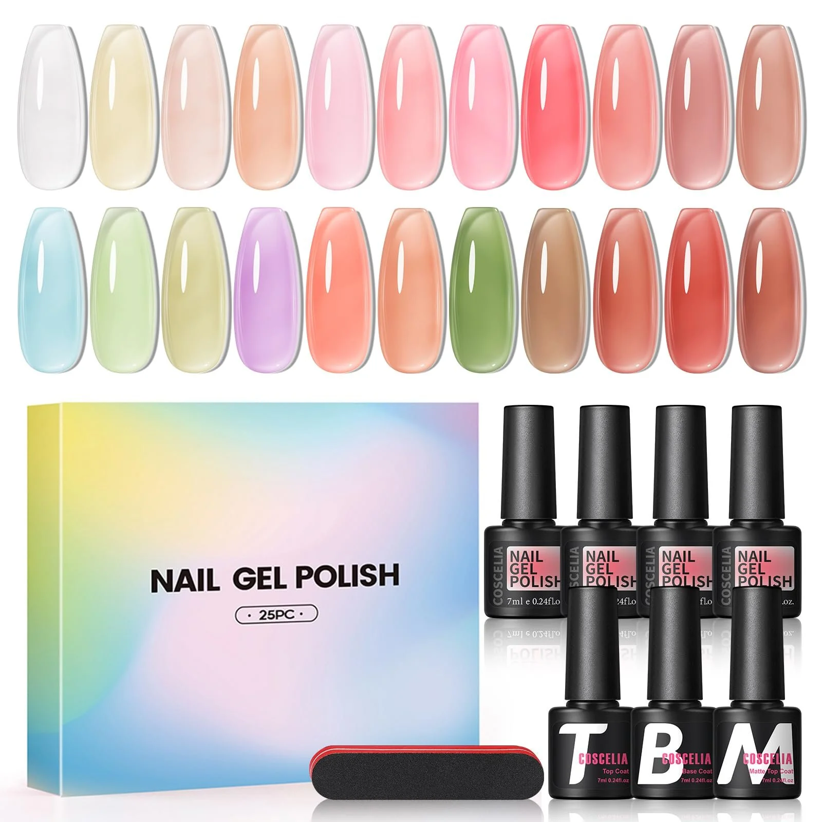 Гель-лак COSCELIA Jelly, 22 цвета, розовый, телесный, прозрачный, фото №1