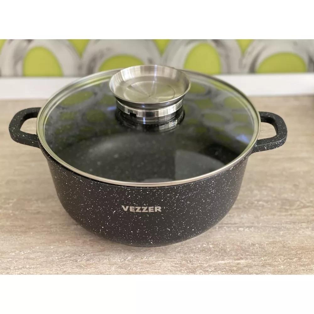 Кастрюля с антипригарным покрытием крышкой 3,5 л Vezzer VZ8005, фото №1 Кастрюля с антипригарным покрытием крышкой 3,5 л Vezzer VZ8005, фото №1