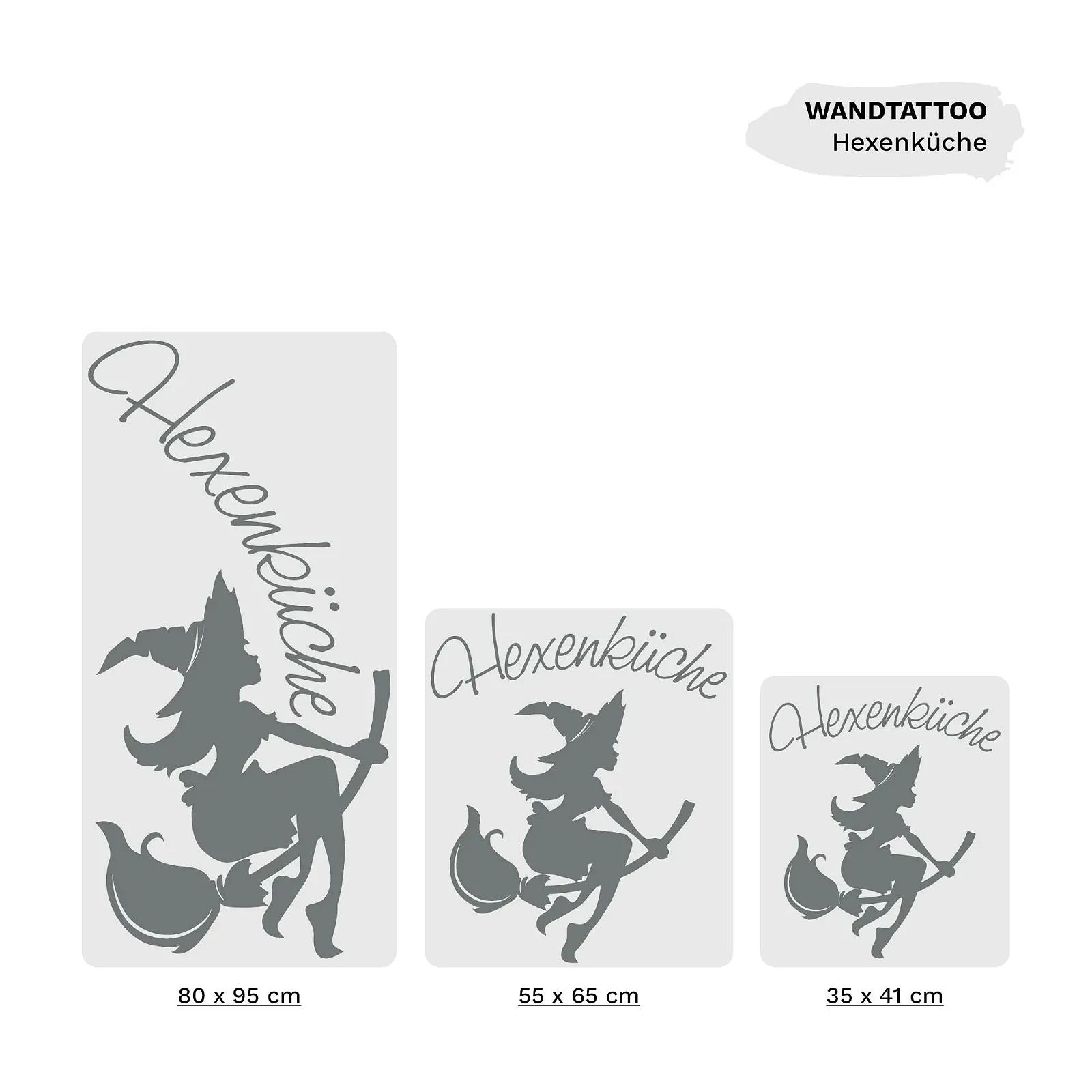 Наклейка на стену Loft Кухня ведьмы Ведьма на метле с надписью 30 цветов 3 размера, фото №3