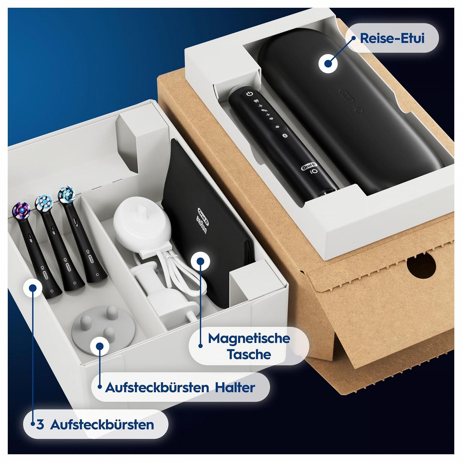 Зубна щітка електрична Oral-B iO Series 5 Plus Edition, плюс 3 змінні насадки, магнітний чохол, 5 режимів чищення, переробне пакування, чорна, фото №12