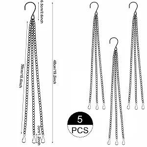 Подвесные цепи для цветочных горшков NUOOO 5 шт. 40 см Черные металлические с крючками synthetic.ua - Фото 1