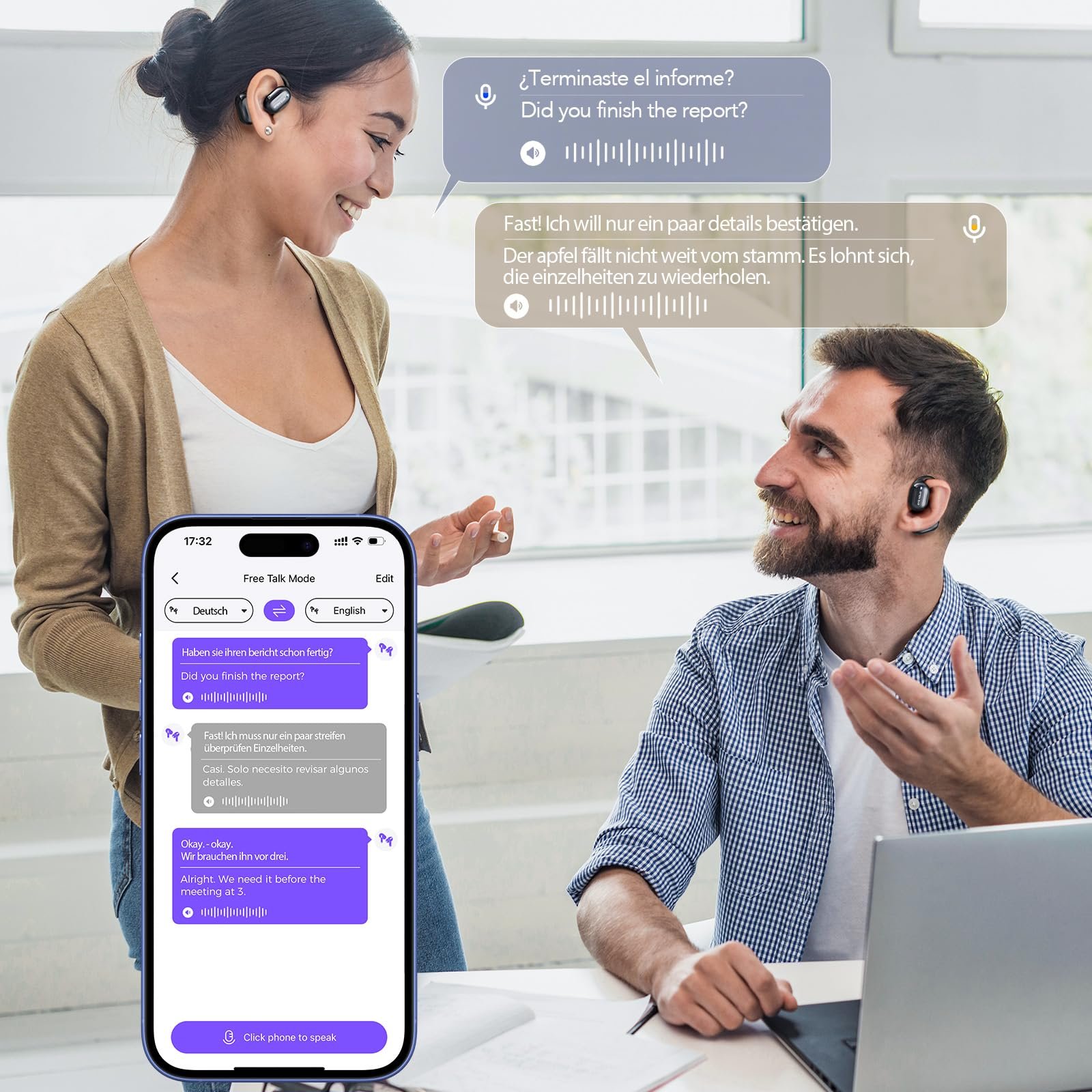 Навушники-перекладачі Ki XP2, з перекладом в реальному часі, 140 мов, в реальному часі, фото №6