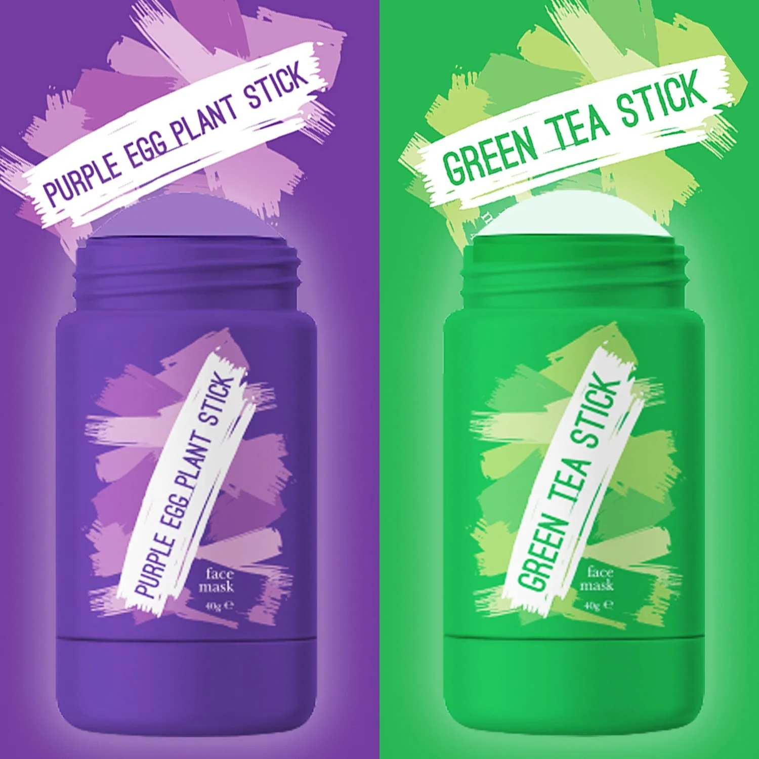 Маска для обличчя GLAMZA Зелений чай та Баклажан GLAMZA Очищувальна маска-стік, фото №2