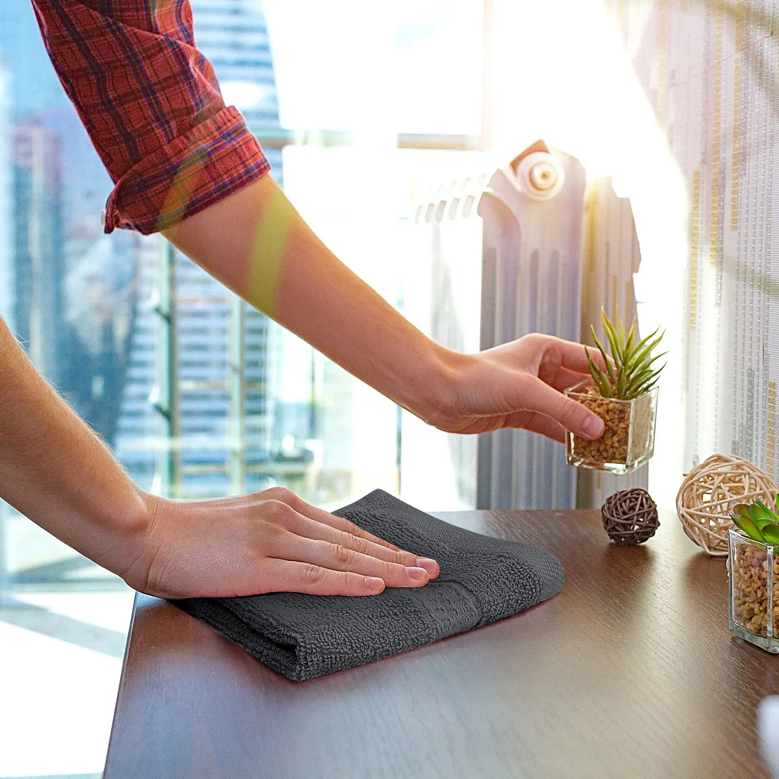 Набір серветок для обличчя Utopia Towels 12 шт. 30 x 30 см 500GSM Grey, фото №5