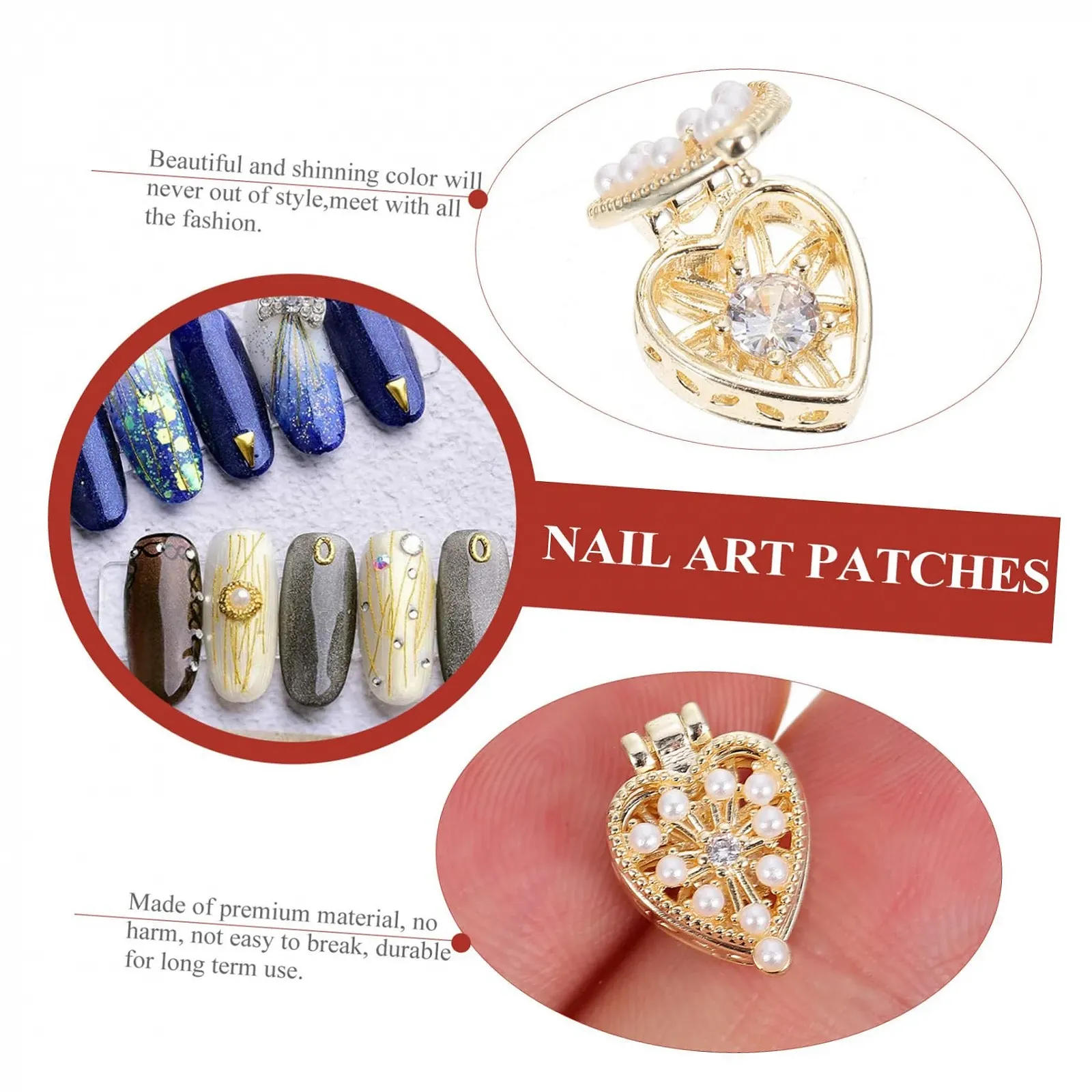Стрази для нігтів Прикраса для нігтів Серце (4 шт.), фото №3