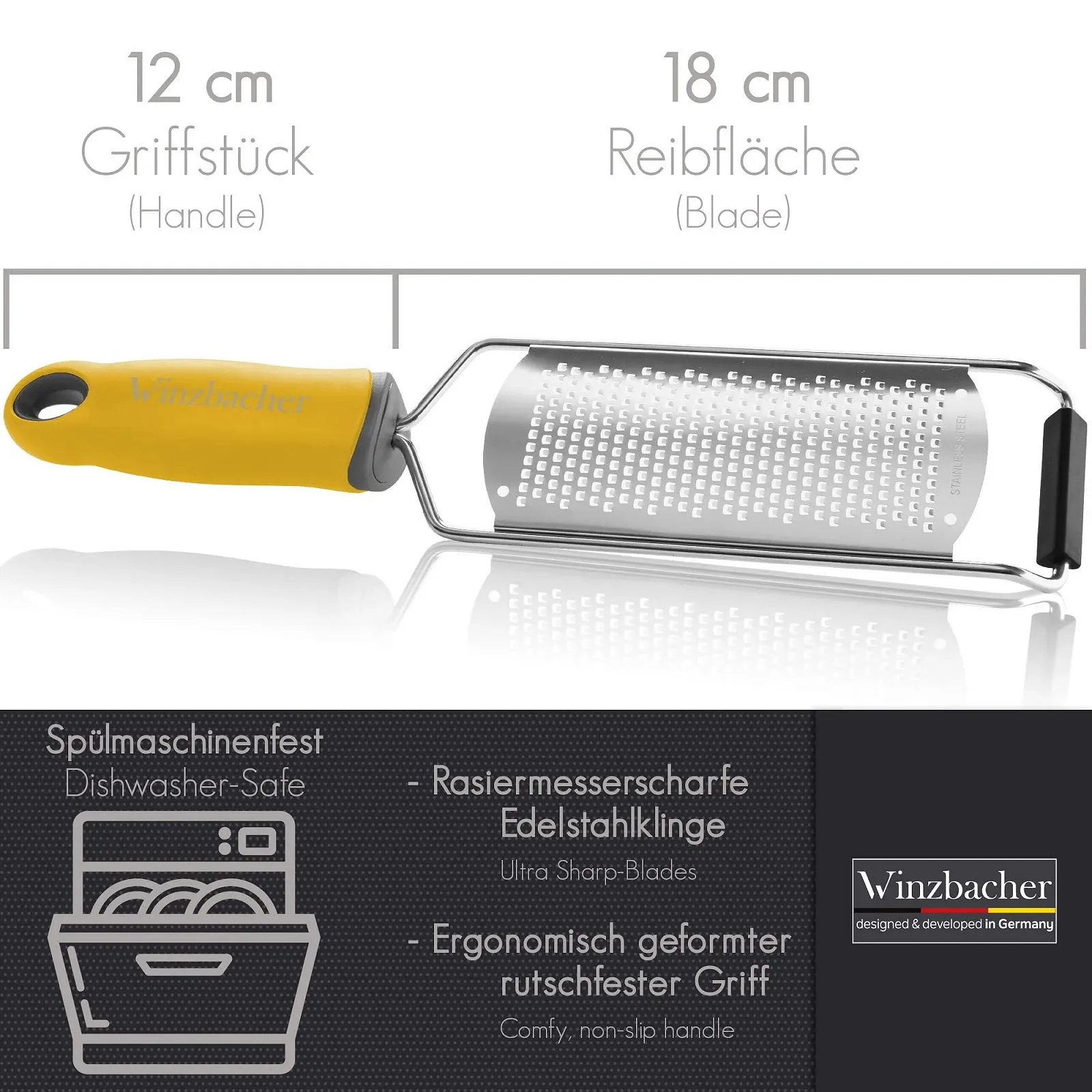 Тертка Zester Premium, для пармезану/лимону/мускатного горіху/імбиру, надзвичайно гостре лезо з нержавіючої сталі, фото №2