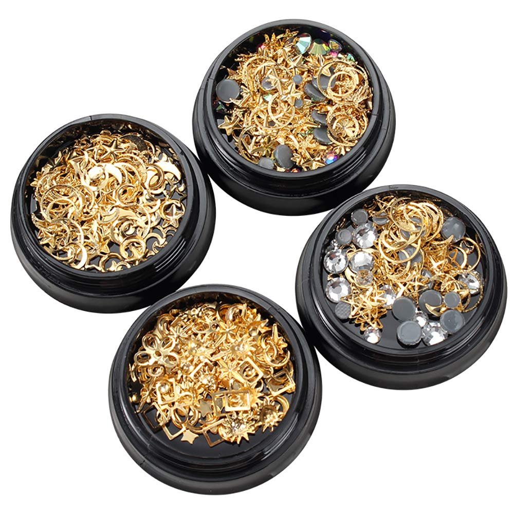 3D Декор для ногтей Луна Звезда Металлическая нашивка Стразы для ногтей Металлические заклепки для ногтей Разный стиль, 2 шт, фото №1