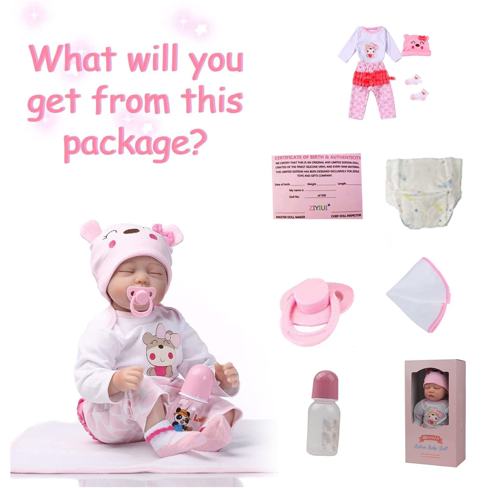 Кукла ZIYIUI Reborn Baby 22-дюймовая 55 см Реалистичная Мягкий Силикон Винил Спящая, фото №6