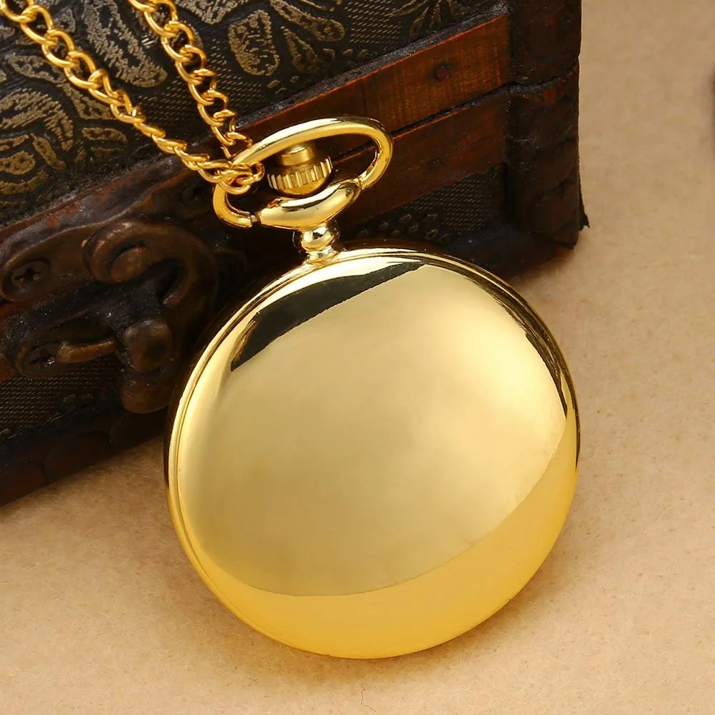 Класичний кварцовий аналоговий гладкий кишеньковий годинник-підвіска з ланцюжком, фото №8