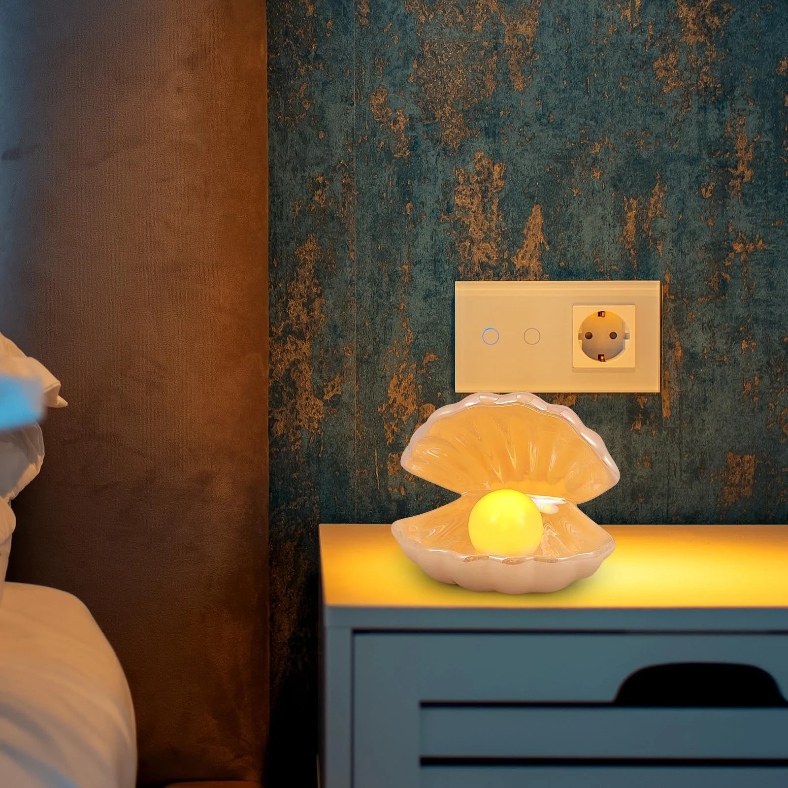 Настільна лампа Besportble Shell Pearl Нічник Білий, фото №8